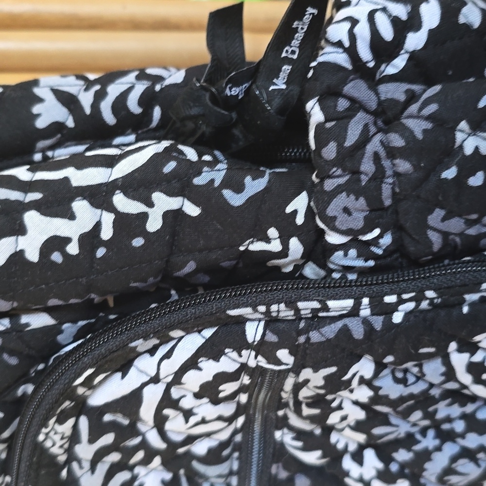 Vera Bradley Black and White Paisley Essential Large Backpack - Picture 8 of 11